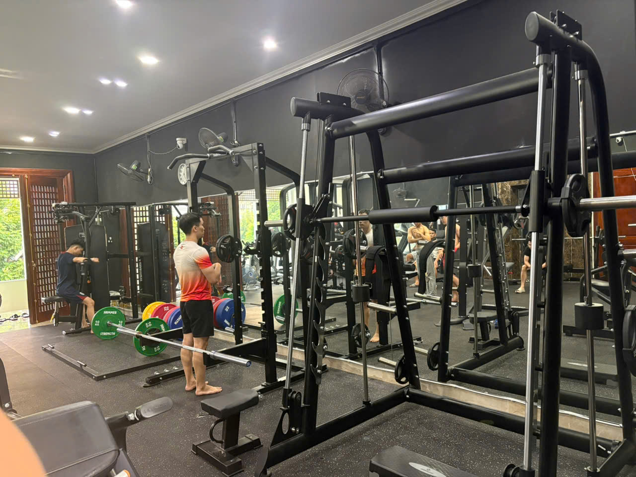 Máy Smith, giá squat và bánh tạ bumper nhiều màu